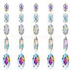 Sew on Rhinestone, Glass Rhinestone, with Platinum Tone Brass Prong Settings, Garments Accessories, Faceted, Horse Eye, Clear AB, 74x73x25mm, 100pcs/box(RGLA-OC0001-36)
