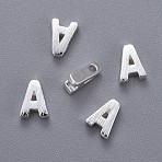 Brass Charms, Cadmium Free & Nickel Free & Lead Free, Letter, Letter.A, 6x4.5x2mm, Hole: 1mm(KK-P081-A-S)