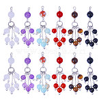 12Pcs 6 Style Natural & Synthetic Gemstone Pendants, with Stainless Steel & Brass Findings, 54mm, Hole: 2mm, 2pcs/style(PALLOY-CA00029)
