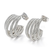 Brass Multi Line Claw Stud Earring for Woman, Platinum, 17x9mm(EJEW-H137-02P)