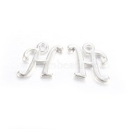 Silver Color Plated Alloy Letter Pendants, Rack Plating, Cadmium Free & Lead Free, Letter.H, 12x12x2mm, Hole: 1.5mm(X-PALLOY-J718-01S-H)