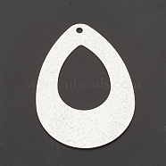 Aluminium Big Pendants, Laser Cut Big Pendants, teardrop, Silver, 63.5x44x1mm, Hole: 3mm(ALUM-N001-05A)