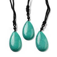 Synthetic Turquoise Pendant Necklace with Nylon Cord for Women, Teardrop, 27.76~27.95 inch(70.5~71cm)(NJEW-L464-A03)