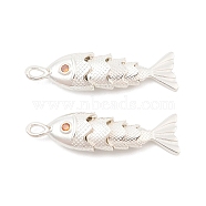 Brass Micro Pave Clear Cubic Zirconia Pendants, Fish Charms, Silver, 33x8.5x6mm, Hole: 1.6mm(KK-C080-02B-S)