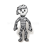 Halloween Series Black Aolly Brooches, Enamel Pins, Skeleton, 34x16.5x2mm(JEWB-U004-03N)