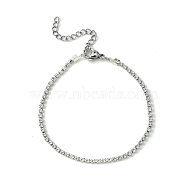 Rhinestone Tennis Bracelet, Brass Chain Bracelets with 304 Stainless Steel Clasps, Clear, 7-1/4 inch(18.3cm)(BJEW-JB09625-02)