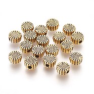 Tibetan Style Alloy Beads, Lead Free and Cadmium Free, Flower, Antique Golden, 5.5x5.5x3mm, Hole: 1mm(K0P7G031)