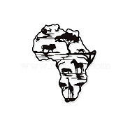 Iron Wall Art Decorations, for Front Porch, Living Room, Kitchen, Africa Map with Animals, Electrophoresis Black, 300x248x1mm(HJEW-WH0067-029)