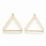 Brass Pendants, Triangle, Nickel Free, Real 18K Gold Plated, 18x16x1mm, Hole: 0.5mm(KK-S345-054G)