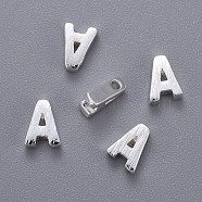 Brass Charms, Letter, Letter.A, 6x4.5x2mm, Hole: 1mm(KK-P081-A-S)