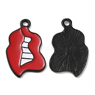 Alloy Enamel Pendants, Long-Lasting Plated, Cadmium Free & Nickel Free & Lead Free, Lip Charm, Electrophoresis Black, 23.5x17x1.5mm, Hole: 1.8mm(ENAM-K069-05EB)