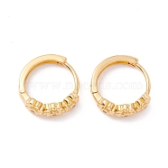 Flower Cubic Zirconia Huggie Hoop Earrings, Real 18K Gold Plated Small Hoop Earrings for Girl Women, Clear, 5x15mm, Pin: 1mm(EJEW-I260-02G-NR)