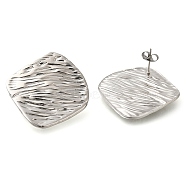 304 Stainless Steel Nuggets Stud Earrings, Stainless Steel Color, 34x32mm(EJEW-I312-01P)