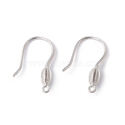 Rack Plating Brass Earring Hooks, with Horizontal Loops, Long-Lasting Plated, Cadmium Free & Lead Free, Platinum, 20x15x3.5mm, Hole: 1mm, 20 Gauge, Pin: 0.8mm(KK-G433-16P)