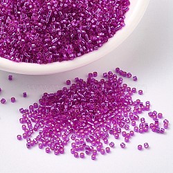 MIYUKI Delica Beads, Cylinder, Japanese Seed Beads, 11/0, (DB1340) Dyed Silver Lined Fuchsia, 1.3x1.6mm, Hole: 0.8mm, about 2000pcs/10g(X-SEED-J020-DB1340)