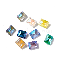 Mocha Fluorescent Style Glass Rhinestone Cabochons, Pointed Back, Faceted, Rectangle, Mixed Color, 8x6x3.5mm(RGLA-J026-A-MI)