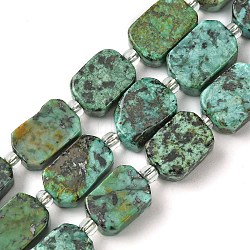 Natural African Turquoise(Jasper) Beads Strands, with Seed Beads, Rectangle, 11.5~12.5x7.5~10x5~6.5mm, Hole: 0.8~0.9mm, about 13pcs/strand, 7.68~8.07 inch(19.5~20.5cm)(G-C098-A04-01)