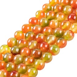 Natural Malaysia Jade Beads Strands, Round, Dyed, Goldenrod, 8mm, Hole: 1mm, about 48pcs/strand, 15 inch(G-A146-8mm-C14)