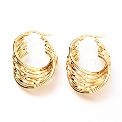 304 Stainless Steel Hoop Earrings, Split Earrings, Golden, 37x26x11mm, Pin: 0.7mm(EJEW-C501-17G)