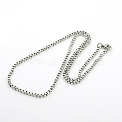 Tarnish Resistant 304 Stainless Steel Necklaces, Box Chain Necklace for Men, with Lobster Claw Clasps, Stainless Steel Color, 19.6 inch(50cm), 2.5mm(NJEW-F027-41-2.5mm)