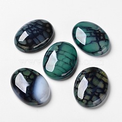 Natural Dragon Veins Cabochons, Flat Back, Oval, Dyed, Dark Cyan, 30x22x7mm(G-F296-04-22x30mm)