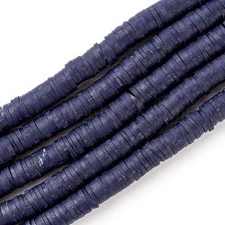 Handmade Polymer Clay Beads Strands, for DIY Jewelry Crafts Supplies, Heishi Beads, Disc/Flat Round, Indigo, 6x0.5~1mm, Hole: 1.8mm, about 290~320pcs/strand, 15.75 inch~16.14 inch(40~41cm)(CLAY-R089-6mm-Q146)