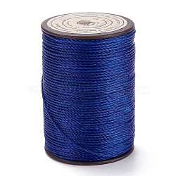 Round Waxed Polyester Thread String, Micro Macrame Cord, Twisted Cord, for Leather Sewing Stitching, Dark Blue, 0.8mm, about 54.68 Yards(50m)/Roll(X-YC-D004-02E-137)