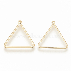 Brass Pendants, Triangle, Nickel Free, Real 18K Gold Plated, 18x16x1mm, Hole: 0.5mm(KK-S345-054G)