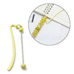 Iron & Alloy Bookmarks with Beadable Bar Pendant, Candy Color Hook Bookmark, Champagne Yellow, 86x17x2mm(AJEW-G055-02D)