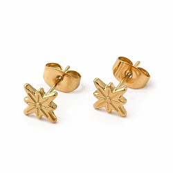 304 Stainless Steel Star Stud Earrings for Women, Real 18K Gold Plated, 8x8mm, Pin: 0.7mm(EJEW-C004-06G)