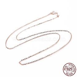 925 Sterling Silver Cable Chains Necklace for Women, Rose Gold, 15.75 inch(40cm)(STER-I021-08A-RG)