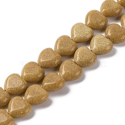 Synthetic Yellow Goldstone Beads Strands, Heart, 11.5~12x11.5~12x5~5.5mm, Hole: 1mm, about 33pcs/strand, 15.16''(38.5cm)(G-I372-A11-01)