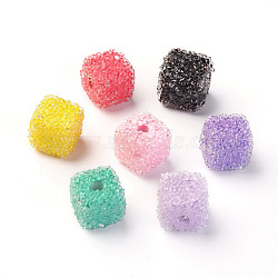 Resin Beads, with Crystal Rhinestone, Imitation Candy Food Style, Cube, Mixed Color, 14.5~15.5x14.5~15.5x14.5~15.5mm, Hole: 1.5~1.8mm(ZIRC-I029-04)