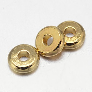 Flat Round Brass Spacer Beads, Golden, 8x2mm, Hole: 2mm