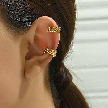 Concise Style Triple Brass Cuff Earrings for Unisex, Golden