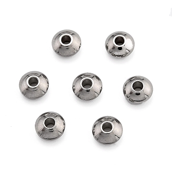 Flat Round 304 Stainless Steel Spacer Beads, Stainless Steel Color, 8x4mm, Hole: 2mm