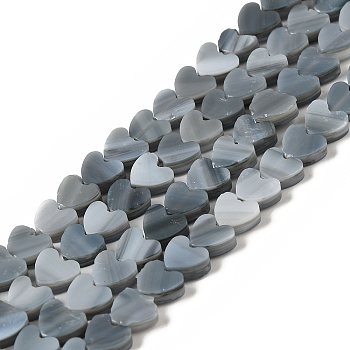 Handmade Lampwork Beads Strands, Heart, Gray, 6x6x2~2.5mm, Hole: 1mm, about 77pcs/strand, 15.75''~16.14''(40~41cm)