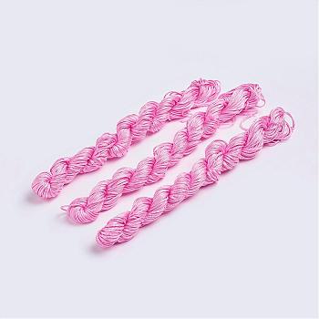 Nylon Thread, Nylon Jewelry Cord for Custom Woven Bracelets Making, Hot Pink, 1mm, about 26m/bundle, 10bundles/bag, about 284.34 Yards(260m)/Bag.