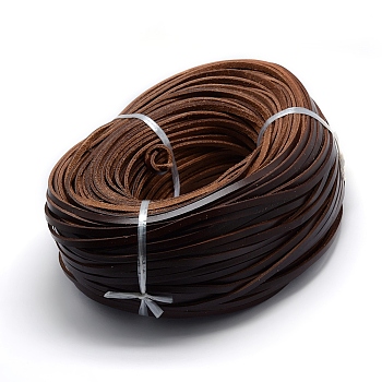 Leather Cords, Flat, Saddle Brown, 5x3mm
