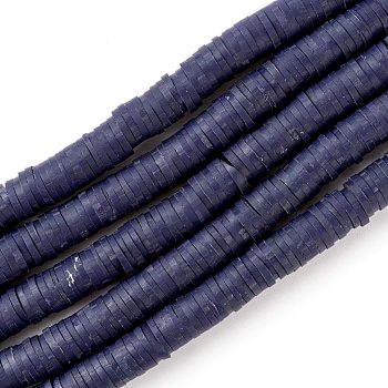 Handmade Polymer Clay Beads Strands, for DIY Jewelry Crafts Supplies, Heishi Beads, Disc/Flat Round, Indigo, 6x0.5~1mm, Hole: 1.8mm, about 290~320pcs/strand, 15.75 inch~16.14 inch(40~41cm)