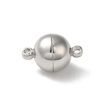 Brass Magnetic Clasps, Ball, Platinum, 16x10mm, Hole: 1.5mm
