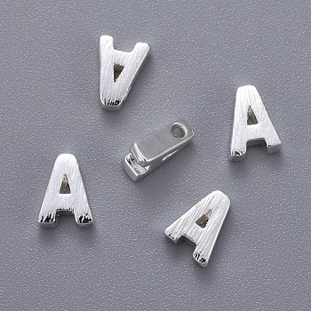 Brass Charms, Letter, Letter.A, 6x4.5x2mm, Hole: 1mm