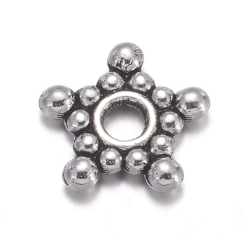 Tibetan Style Spacer Beads, Lead Free & Cadmium Free, Star, Antique Silver, about 8.8 wide, 2.2mm thick, Hole: 2mm