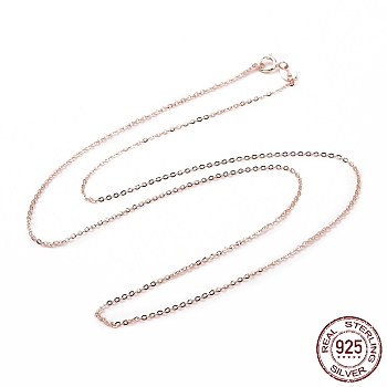 925 Sterling Silver Cable Chains Necklace for Women, Rose Gold, 15.75 inch(40cm)