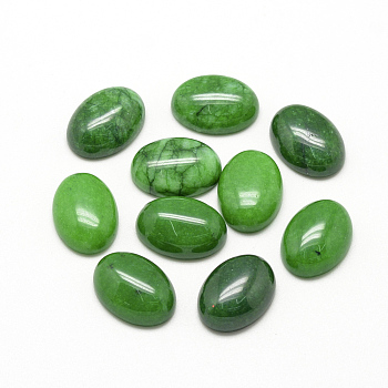 Natural Malaysia Jade Cabochons, Oval, Green, 10x8x4~5mm