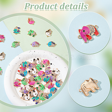 Elite 50Pcs 10 Colors Alloy Crystal Rhinestone Connector Charms(PALLOY-PH00022-25)-6