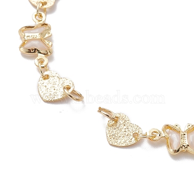 Handmade Butterfly Heart Brass Link Chain Bracelet Making(AJEW-JB01150-17)-2