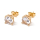 6 Pairs Cubic Zirconia Flat Round Stud Earrings(EJEW-G291-04D-M)-5