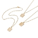 Brass Rectangle with Initial Letter Pendant Necklace with Paperclip Chains for Men Women(NJEW-JN04007)-1
