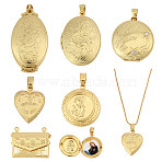 6Pcs 6 Styles Brass Locket Pendants, Photo Frame Pendants for Necklaces, Long-Lasting Plated, Real 18K Gold Plated, 17~35x17~25.5x4~9.5mm, Hole: 1.2~5mm, 1pc/style(KK-CA0003-72)